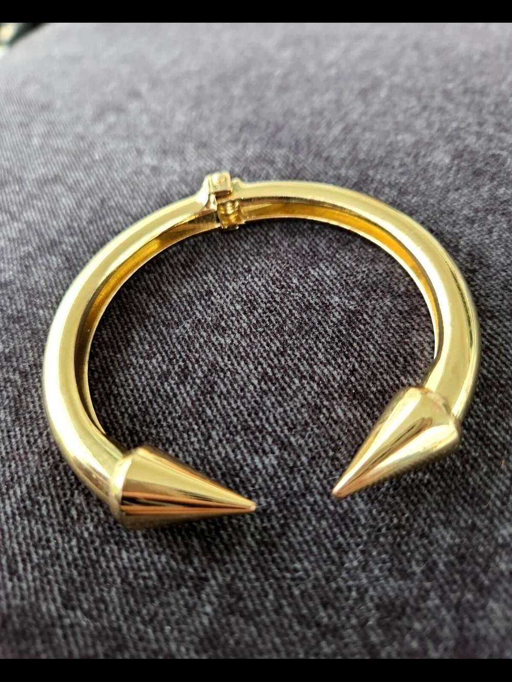 Gold Spike Hinged Bangle Cuff Bracelet